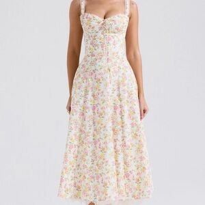 House of CB Floral Midi Dress - Pink and Yellow